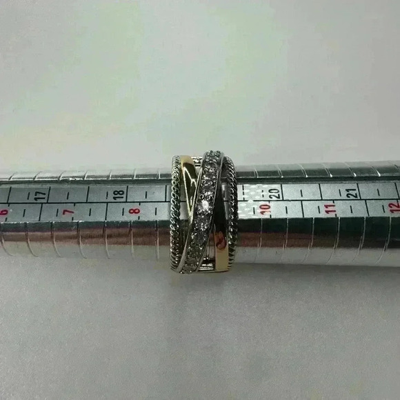 Two Tone Ring Simulated Diamonds - Picture 7 of 7
